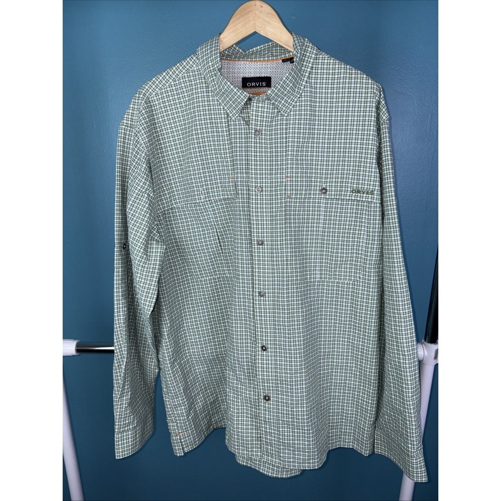 Orvis Men's Size XL 100%‎ Cotton Long Sleeve Button Up Multi Checkered Shirt